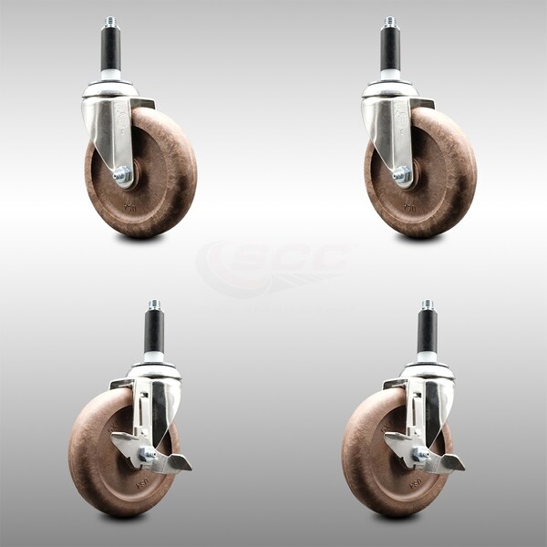 Service Caster 5 Inch 316SS High Temp Glass Filled Nylon 3/4 Inch Stem Caster Brake SCC, 2PK SCC-SS316EX20S514-GFNSHT-2-TLB-2-34 - main